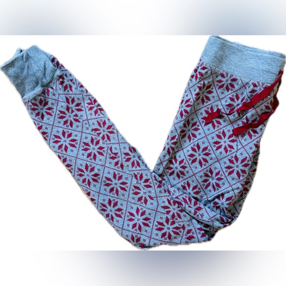 XS Gap Christmas Grey and Red Snowflake pyjama pants leggings - Picture 1 of 3
